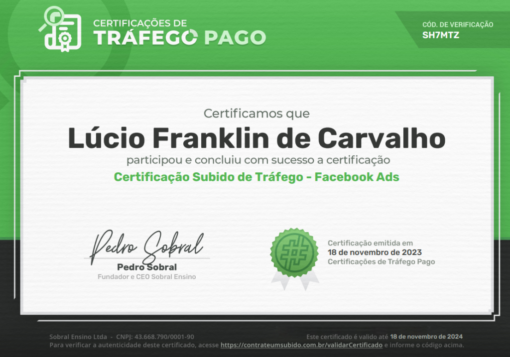 certificado gestor de tráfego pago