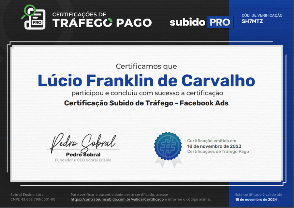 certificado meta Ads